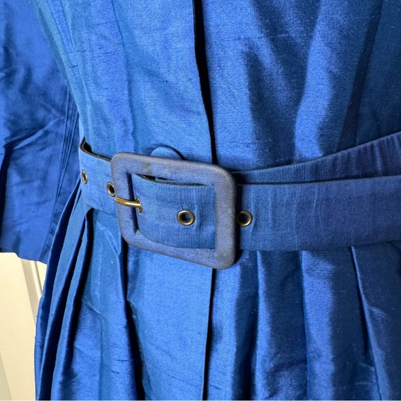 Makola Atelier Made in Italy 100% Silk Designer Blue Shirt Dress - Picture 5 of 8